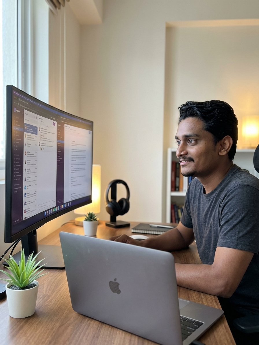 Hassan Baig at his home office