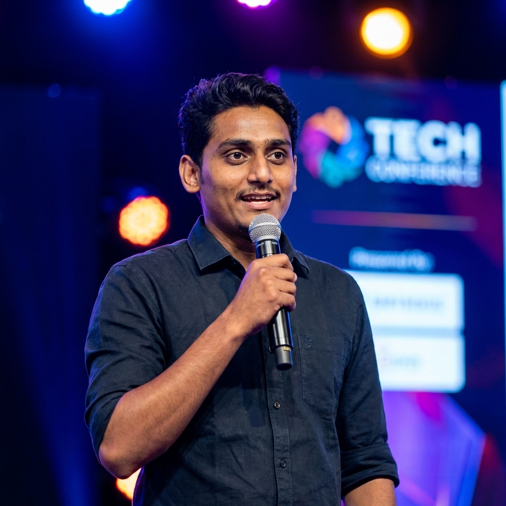 Hassan Baig at a tech conference